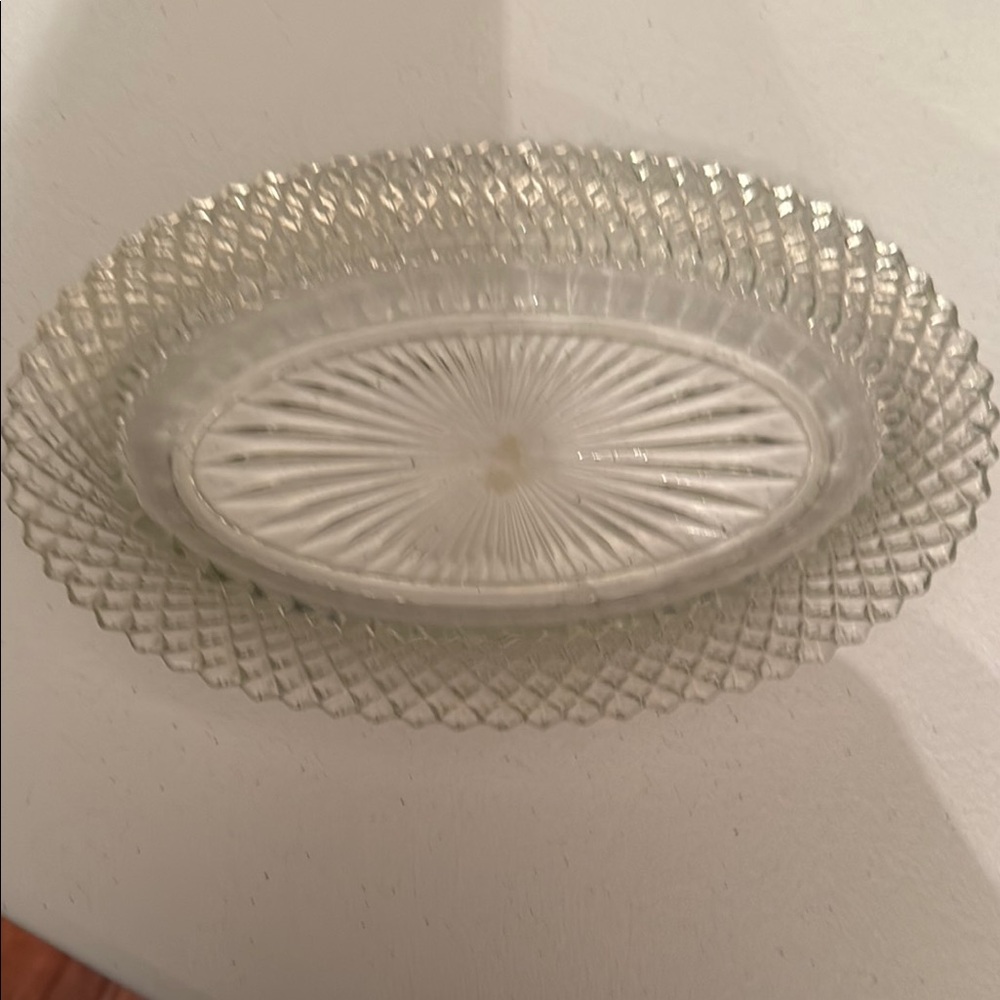 Miss America Depression Clear Glass Oval Platter
  Anchor Hocking
